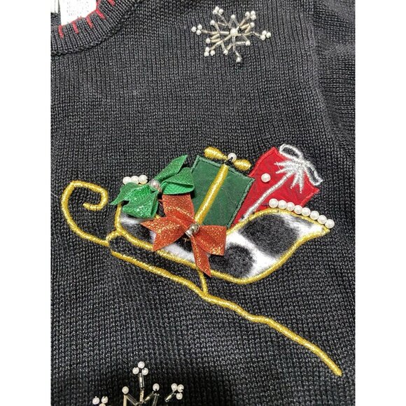 Victoria Jones Christmas Sweater Size Medium Button Up Cardigan - Picture 11 of 11
